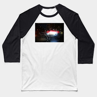 Deatil of raindrops on a car windshield at night Baseball T-Shirt